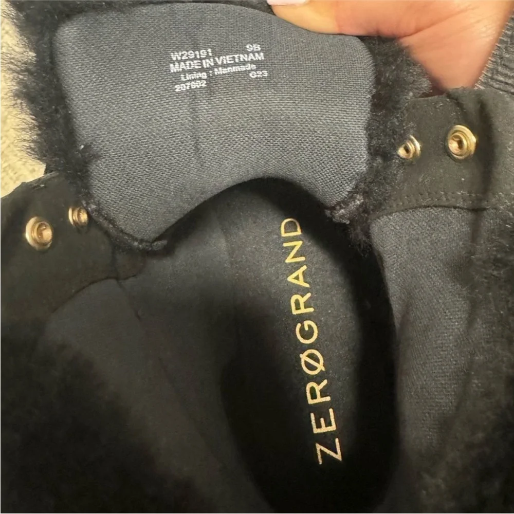 Cole Haan ZEROGRAND Explore Upstate Waterproof Shearling Hiking Boots Black 9